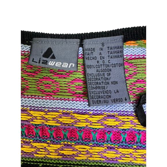 LizWear Vintage 1990's Knit Cotton Floral Embroidered Short Sleeve Cardigan-S - Picture 11 of 11